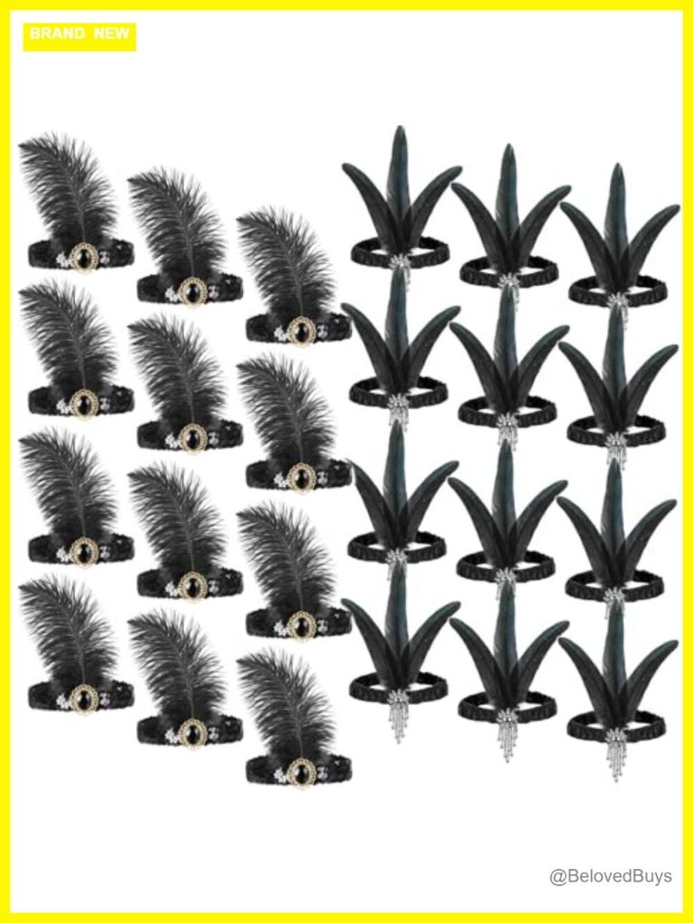 1920s Flapper Headband Feather Headpiece Elastic Costume Accessory